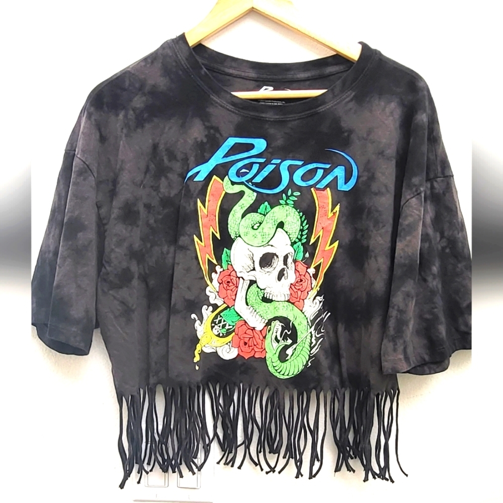 Poison Band Grunge tee tassel crop top tassel mid crop top